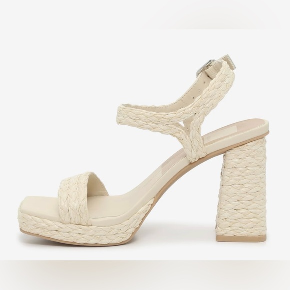 DOLCE VITA Alansa Sandal - Ivory Raffia, 1” Platform 4” Heel - Picture 3 of 5